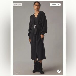 Anthropologie Black Midi Sweater Dress